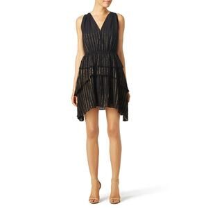 Derek Lam 10 Crosby Jackie Tiered Mini Dress Women's Black Size 6